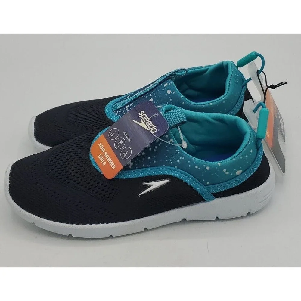 Speedo JUNIORS Girls Black Teal Aqua Skimmer Water Shoe Size Sm 13 - 1 New